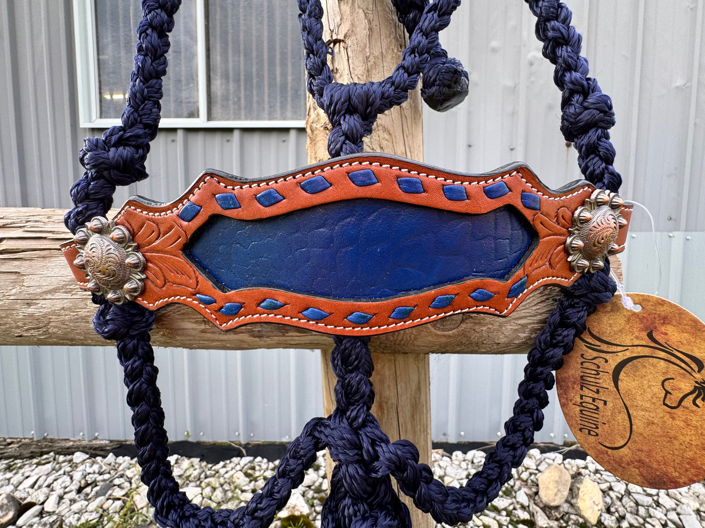 Schulz Equine Bronc Rope Halter - Navy Gator