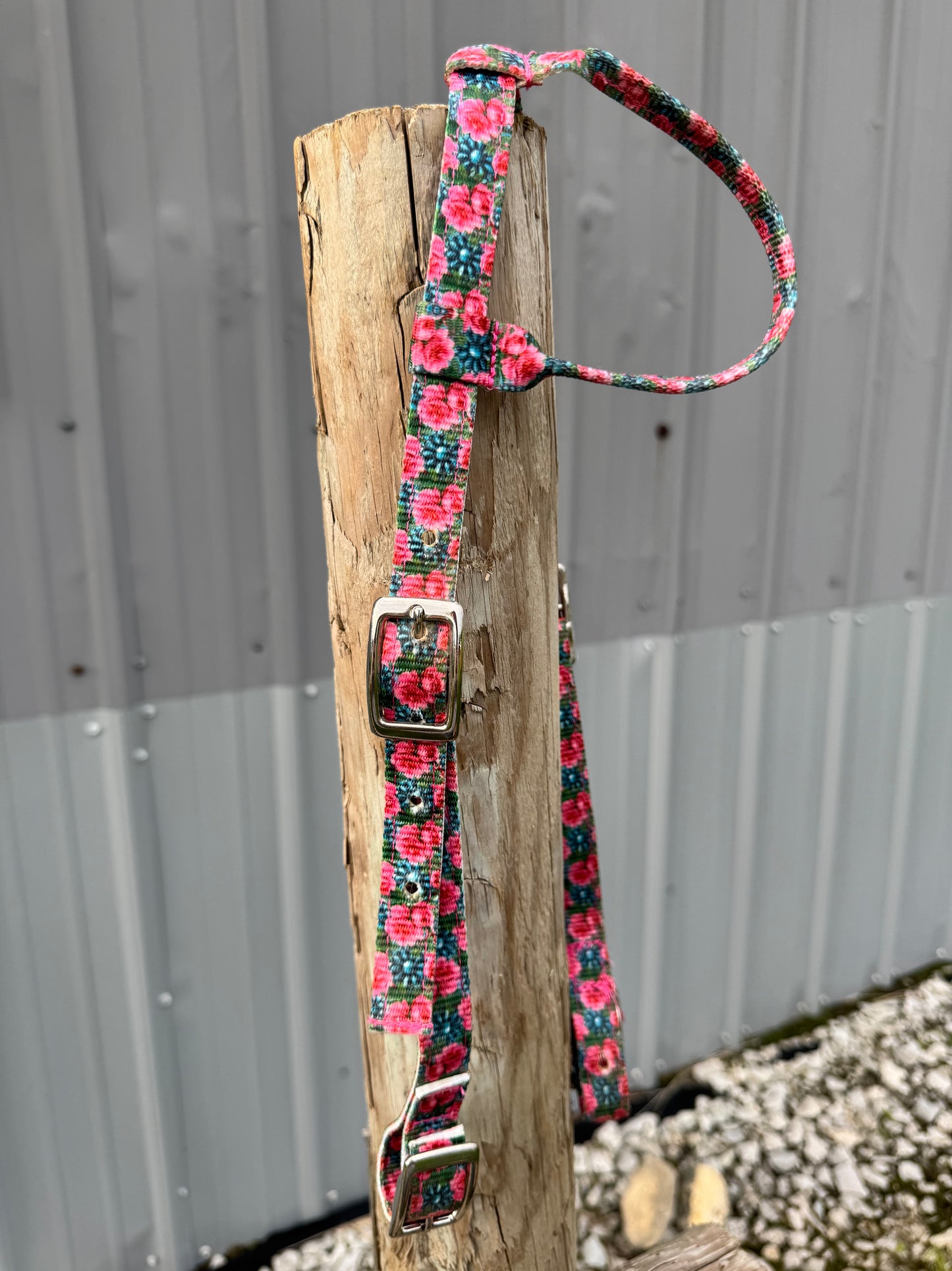 Schulz Equine Nylon One Ear Headstall - Turquoise Floral