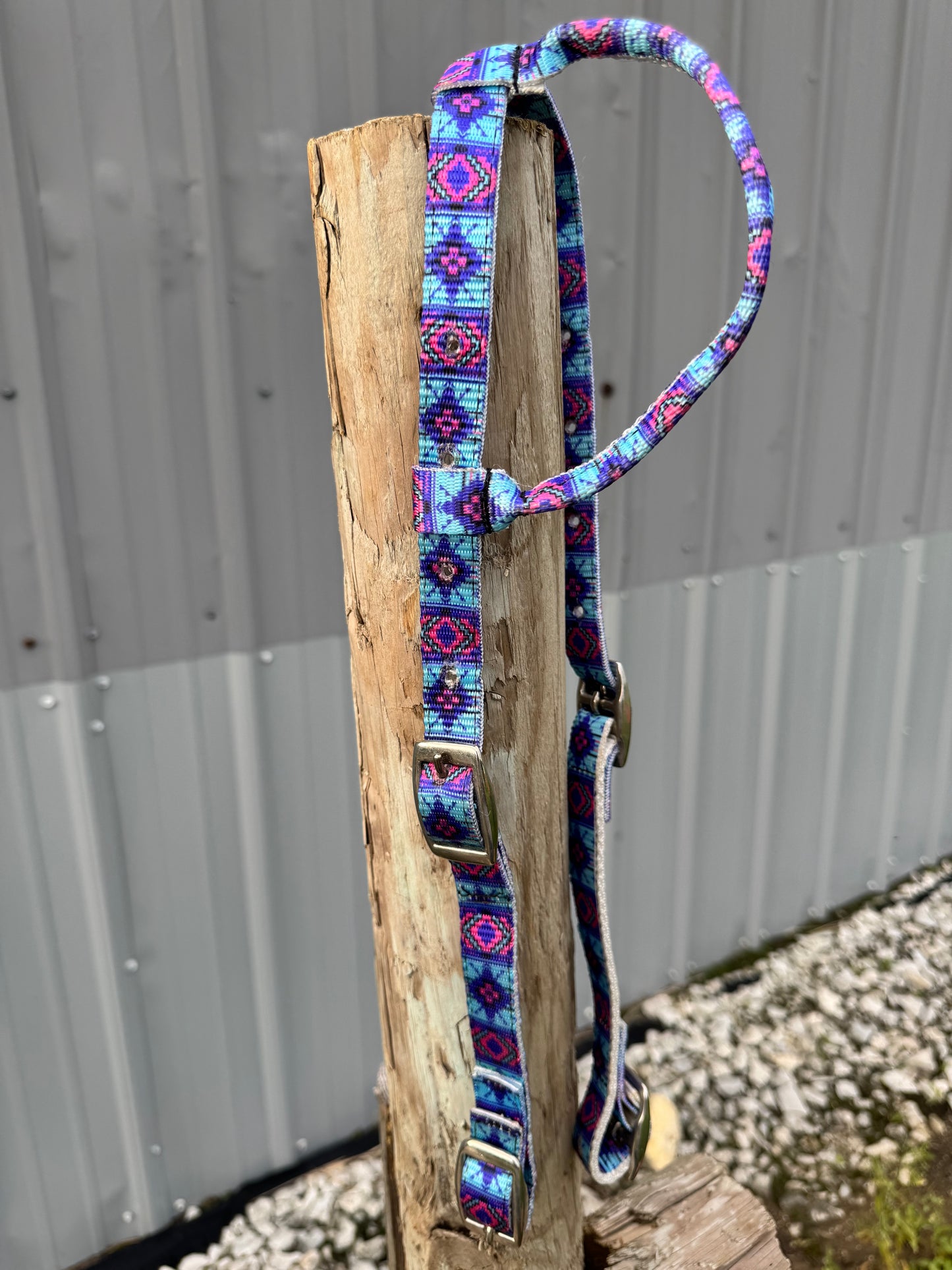 Schulz Equine Nylon One Ear Headstall - Bubblegum Aztec