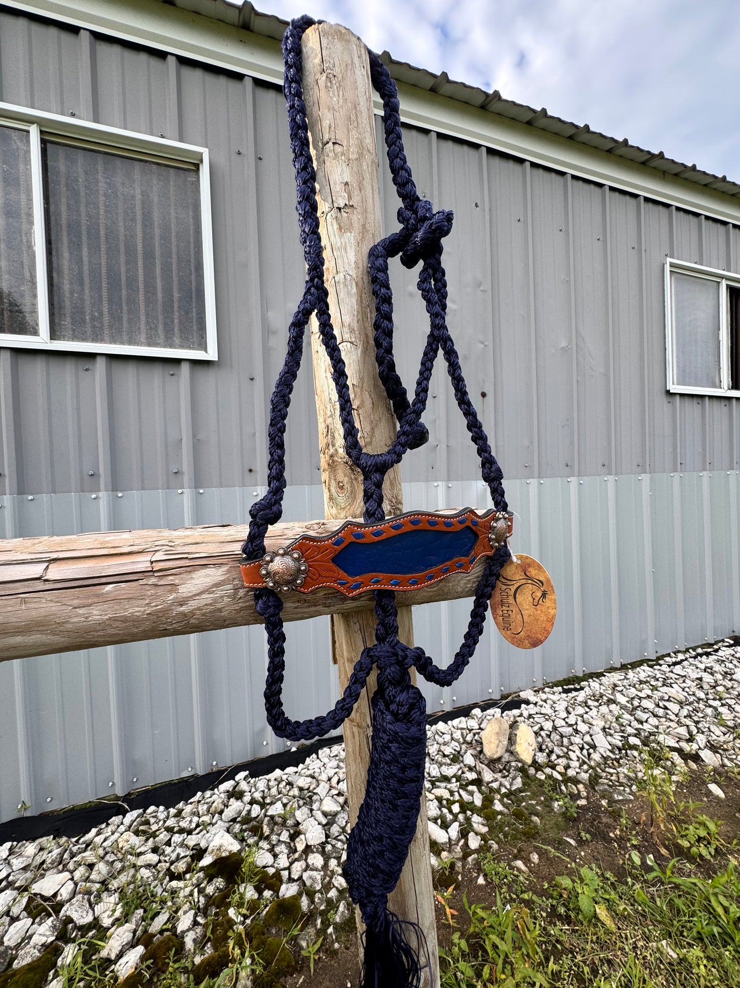 Schulz Equine Bronc Rope Halter - Navy Gator