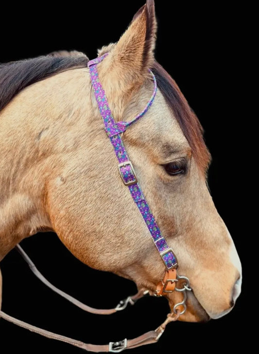 Schulz Equine Nylon One Ear Headstall - Neon YeeHaw
